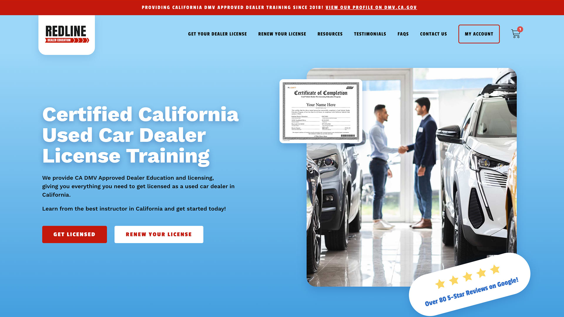 Certified CA Used Car Dealer License Training Redline Dealer Education